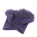Vegan Leather and Faux Fur Fingerless Gloves - Purple