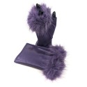 Vegan Leather and Faux Fur Fingerless Gloves - Purple