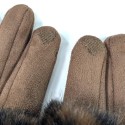 Super Fluffy Faux Fur Two in One Gloves - Brown Animal Print