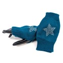 Knitted Star Fingerless Gloves - Teal