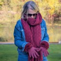 Super Fluffy Faux Fur Two in One Gloves - Wine Red