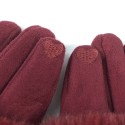 Super Fluffy Faux Fur Two in One Gloves - Wine Red