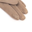 Sheepskin Style Gloves with Faux Fur Trim - Latte