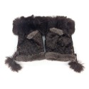 Suede Effect Fingerless Gloves - Dark Brown Animal Print