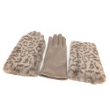 Super Fluffy Faux Fur Two in One Gloves - Mink Animal Print