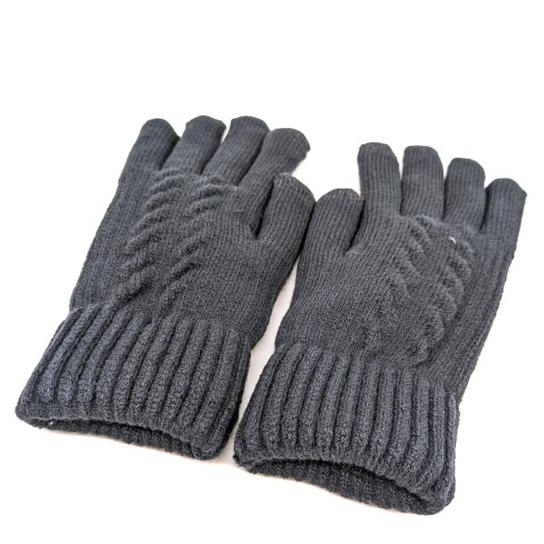 Mens Knitted Gloves - Navy