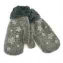 Little Stars Faux Fur Mittens - Grey