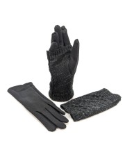 Cable Knit Two in One Sparkle Gloves - Black Cable Knit Two in One Sparkle Gloves - Black