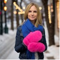 Faux Fur Mittens - Bright Pink