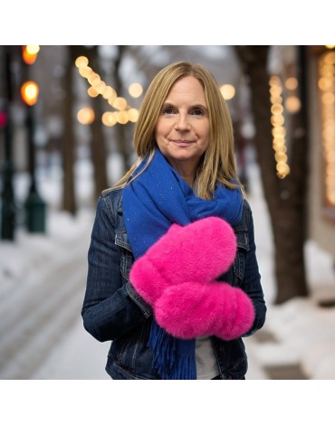 Faux Fur Mittens - Bright Pink Faux Fur Mittens - Bright Pink