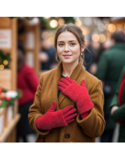 Faux Fur Two in One Gloves - Scarlet Faux Fur Two in One Gloves - Scarlet