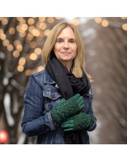 Cable Knit Two in One Sparkle Gloves - Bright Green Cable Knit Two in One Sparkle Gloves - Bright Green