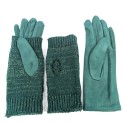 Cable Knit Two in One Sparkle Gloves - Bright Green