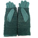 Cable Knit Two in One Sparkle Gloves - Bright Green