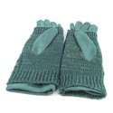 Cable Knit Two in One Sparkle Gloves - Bright Green