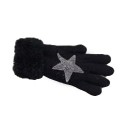 Star Faux Fur Gloves - Navy Blue