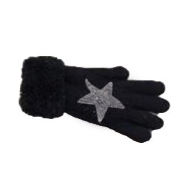 Star Faux Fur Gloves - Navy Blue Star Faux Fur Gloves - Navy Blue