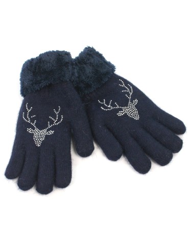 Fluffy Glove - Navy Blue Deer Fluffy Glove - Navy Blue Deer