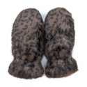 Faux Fur Mittens - Dark Brown Animal Print
