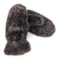 Faux Fur Mittens - Dark Brown Animal Print