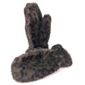Faux Fur Mittens - Dark Brown Animal Print