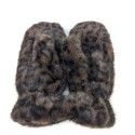 Faux Fur Mittens - Dark Brown Animal Print
