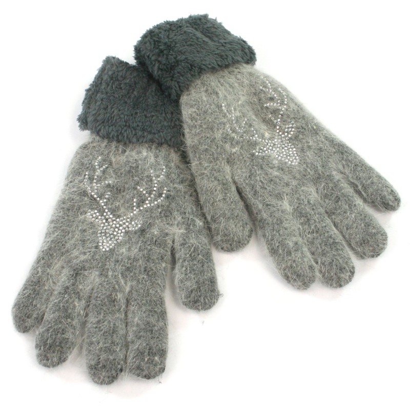 Fluffy Glove - Grey Deer