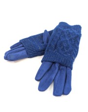 Cable Knit Two in One Sparkle Gloves - Royal Blue Cable Knit Two in One Sparkle Gloves - Royal Blue