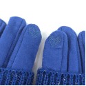 Cable Knit Two in One Sparkle Gloves - Royal Blue