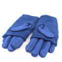 Cable Knit Two in One Sparkle Gloves - Royal Blue