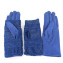 Cable Knit Two in One Sparkle Gloves - Royal Blue