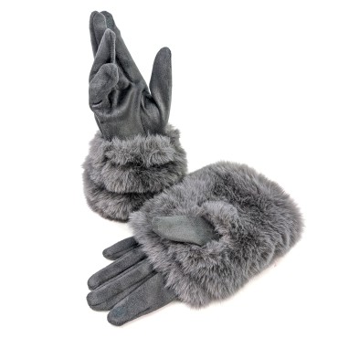 Super Fluffy Faux Fur Two in One Gloves - Dark Grey Super Fluffy Faux Fur Two in One Gloves - Dark Grey
