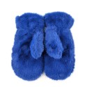 Faux Fur Mittens - Denim Blue