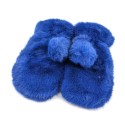 Faux Fur Mittens - Denim Blue