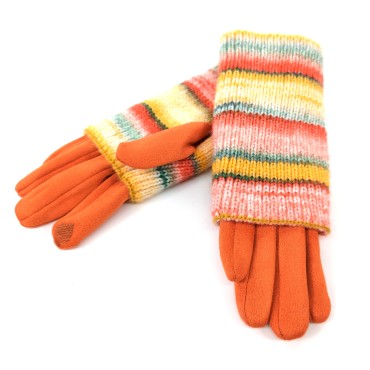 Multi Striped Two in One Gloves - Tropical Forest Orange Multi Striped Two in One Gloves - Tropical Forest Orange
