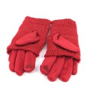 Cable Knit Two in One Sparkle Gloves - Bright Red
