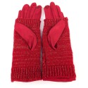 Cable Knit Two in One Sparkle Gloves - Bright Red