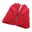 Cable Knit Two in One Sparkle Gloves - Bright Red