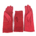 Cable Knit Two in One Sparkle Gloves - Bright Red