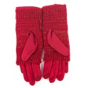 Cable Knit Two in One Sparkle Gloves - Bright Red