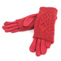 Cable Knit Two in One Sparkle Gloves - Bright Red