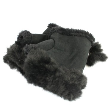 Suede Effect Fingerless Glove - Black Suede Effect Fingerless Glove - Black