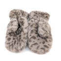 Faux Fur Mittens - Light Brown Animal Print