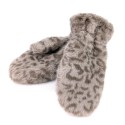 Faux Fur Mittens - Light Brown Animal Print