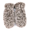 Faux Fur Mittens - Light Brown Animal Print