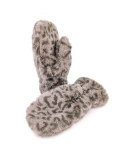 Faux Fur Mittens - Light Brown Animal Print Faux Fur Mittens - Light Brown Animal Print